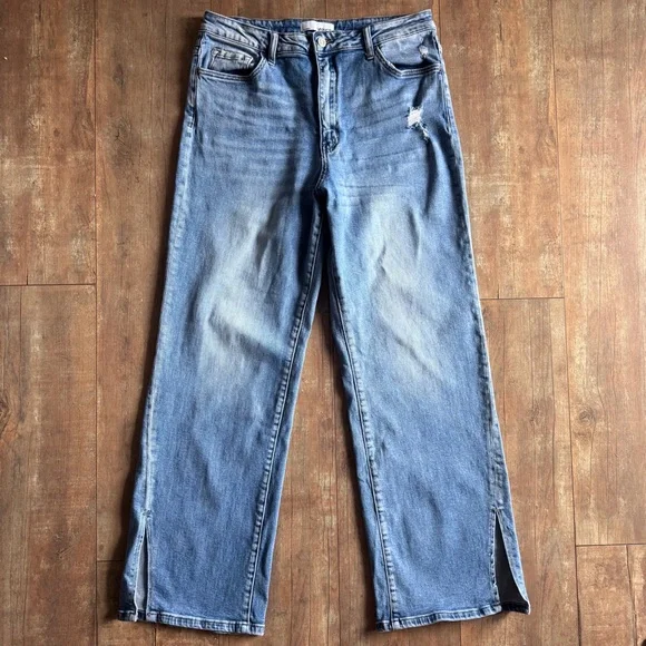 Vervet High Rise 90s Vintage Flare Jean Split Hem Stretch Jeans Size 32 - Picture 2 of 8